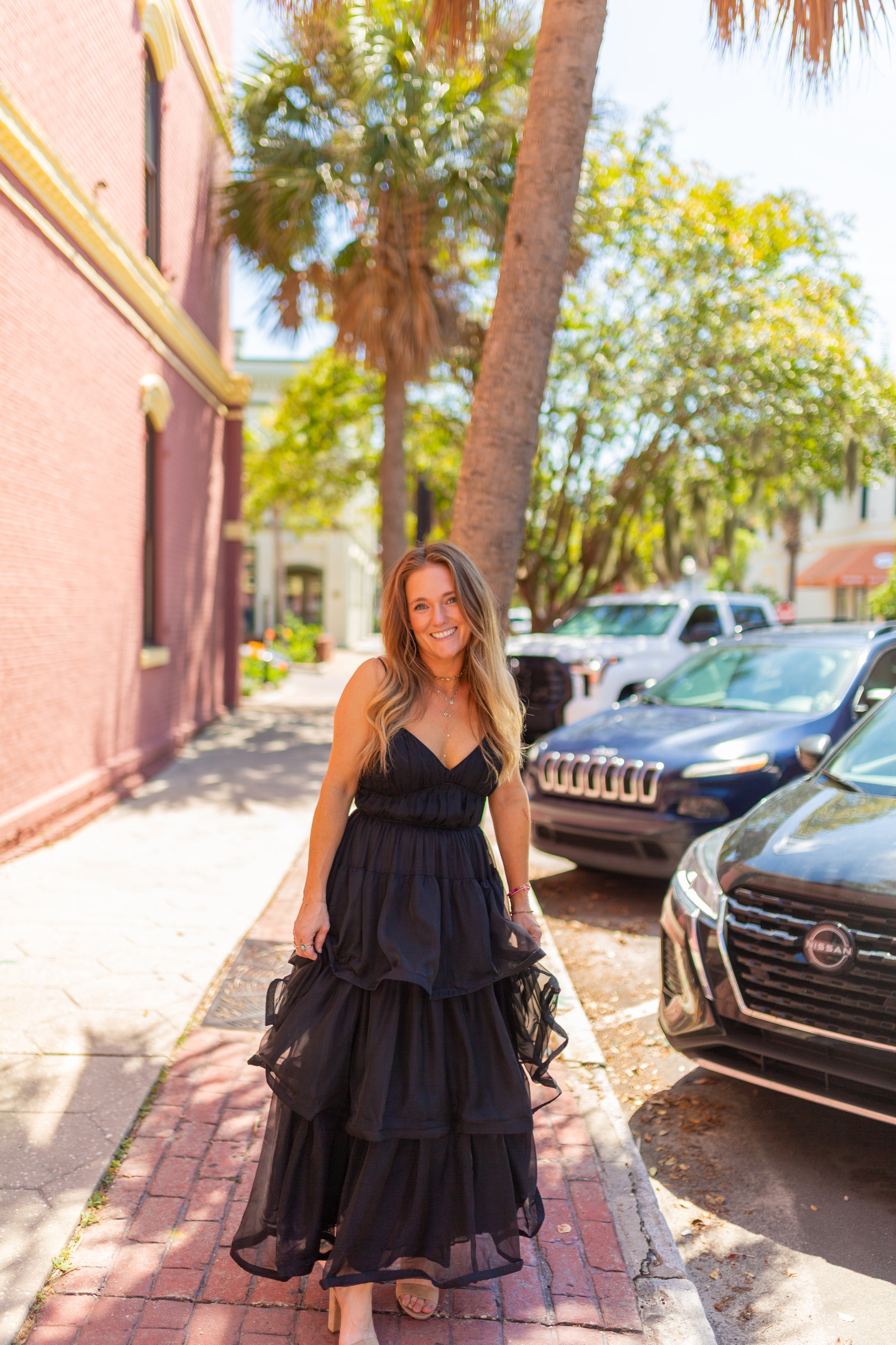 Theiria Pleated Tiered Midi Dress
